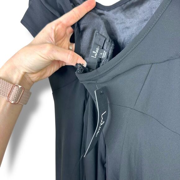 Lulus NWT Dreamy Admiration Black Ruffled Sweetheart Chiffon Maxi Dress Large - Picture 10 of 11